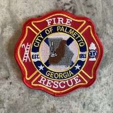 Palmetto GA Georgia Fire Department Rescue Patch Est 1853 Embroidered Logo New picture