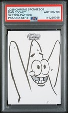 2025 Topps Chrome Spongebob Sketch Patrick Star Signed By Artist #1/1 PSA Auth. picture