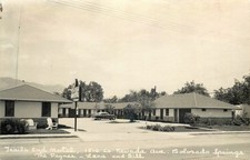 Trails End Motel Colorado Springs CO 1953 RPPC Vintage Car Real Photo Postcard picture