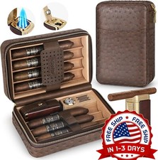 Estuche De Cuero Para Puros Humidores De Viaje Con Forro De Madera Funda De Piel picture
