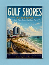 GULF SHORES ALABAMA TRAVEL POSTER *2X3 FRIDGE MAGNET* VACATION SOUVENIR GIFT AL picture