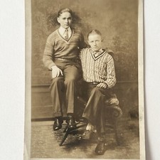 Antique RPPC Real Postcard Adorable Boys Wearing Knit Sweaters picture
