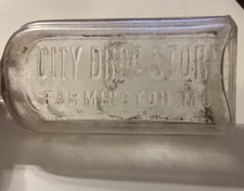 Vintage City Drug Store Glass Bottle - Farmington, MO picture