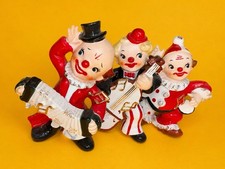 🤡 CUTE Norcrest Vtg Kitsch Circus Clown Figurines 1950s MCM Mint Japan RARE picture
