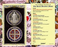 The Symbolic Meaning of the Saint Benedict Medal - Paperstock Holy Card J5113 picture