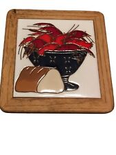 Vtg Italian Lobster And Bread Tile Lazy Susan Handmade picture