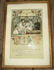 Antique 1922 Baptismal Remembrance Certificate 14x10 Original picture