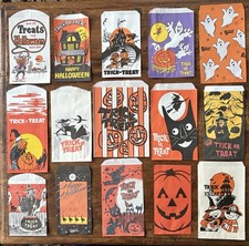 Vintage 1960s-1980s Halloween Paper Trick or Treat Handout Bag Collection picture