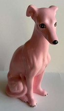 Vintage PINK Greyhound Sighthound Ceramic Dog Figurine Whippet Style 7.25