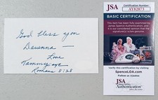 Tammy Faye Bakker Signed Autographed 3x5 Card JSA Cert Televangelist PTL Jim picture