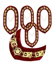 FREEMASON - Masonic Shriners Shriner -chain collar Gold Plated Red Velvet pack 4 picture