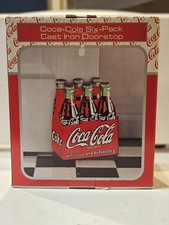 New Old Stock 1997 Coca Cola Six-Pack Cast Iron Doorstop 282081 picture
