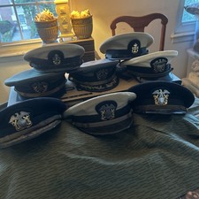 US NAVY VINTAGE OFFICERS HATS UNKNOWN RANKS MOST ARE WW2 picture
