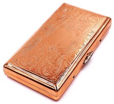Retro Cigarette Case Double Sided King & 100s Etched Rose Gold Color 4x2inch picture