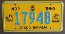 BAHAMAS / GRAND BAHAMA license plate   1992  # 17948 picture