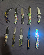 Lot of 10 Folding Pocketknives Stainless Steel Blade Manual Open Mixed Styles picture