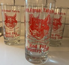 Set Of 4 Vintage 1974 Red Fox Country Club Golf Tryon NC Highball Glasses EC picture
