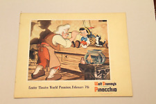 Pinocchio Disney Original Vintage Lobby Card Rainbow Room Menu Movie Poster 1940 picture