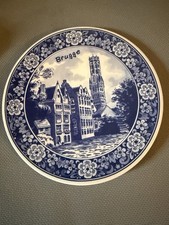 Vintage Delft Blue Bruges Belgium Souvenir Plate N.V. Dupont Handpainted. picture