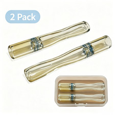 2Pcs Golden Glass Decorative Tip 8mm ID Handmade Art Craft Ornament picture