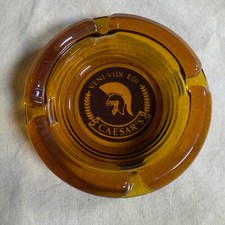 Vintage Caesars Palace Amber Glass Ashtray Veni Vidi Edi Las Vegas Casino Decor picture