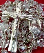 Bertha's Estate Collection VINTAGE CATAMORE STERLING Silver Crystal Bead Rosary picture
