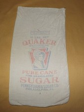 VINTAGE  QUAKER PENNSYLVANIA SUGAR CO PURE CANE SUGAR CLOTH SACK picture
