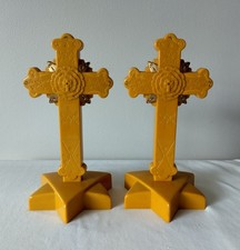 1950s AMORC Rosicrucian Hermetic Rose Cross Butterscotch Plastic Pair Vintage picture