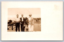 Vintage Family Group Outdoors Photo Early c1900s Real Photo Postcard RPPC picture