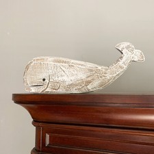 Rustic Wooden Whale Tabletop Statue, Rustic Wooden Decorative Whale Figurine picture