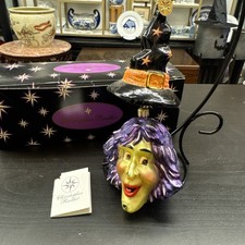 Rare Vintage Christopher Radko Halloween Witch Topper 2 Piece Glass Ornament picture