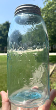 NICE KEYSTONE MASON'S PATENT NOV 30TH 1858 HALF GALLON JAR W/LID 1890'S L@@K picture