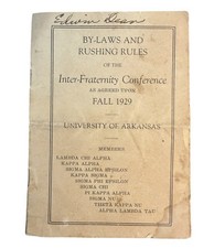 1929 Pi Kappa Alpha By Laws And Rushing Rules Fraternity University Of Arkansas  picture