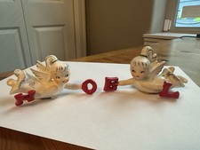 Vintage Lefton Ceramic Christmas NOEL flying Angel Candle Decor picture