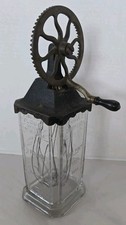 Vtg Silvers Co Cast Iron Egg Beater Mixer Measuring Glass Jar picture