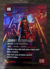 Cyberpunk 2077 TCG Johnny Silverhand Never Stop Fighting B159 Secret ART RARE picture