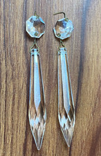 2 PIECES VTG GLASS CRYSTAL ICICLE SPEAR DROP CHANDELIER PART 3