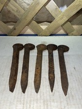5 Vintage Railroad Spikes / New Hampshire / Old Iron / Metal Art / Train Tracks  picture