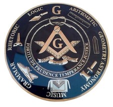 Freemason Masonic Love For Arts Car Emblem Heavy Alloy Golden And Black Finish picture