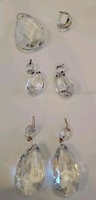VTG 9 lot Crystal Glass Chandelier Tear Drop & Icicle Replacement Prisms Various picture
