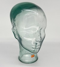 VTG. Hollow Clear Aqua Handblown Glass Spain Mannequin Head Hat Wig Display Form picture