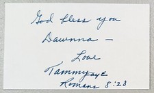 Tammy Faye Bakker Signed Autographed 3x5 Card BAS Beckett Cert PTL Jim picture