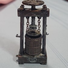 Vintage Spanish Metal Minature Replica Fruit Apple Cider Press Pencil Sharpener picture