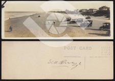 1920s RPPC Post Card Rare Panoramic Daytona Beach Florida Vintage Cars Bicycles picture
