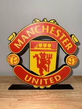 Manchester United Club Soccer Logo Sign Shelf Art Wall Display Gift Futbol picture