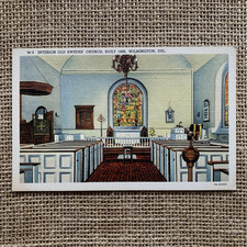 Swedes Church Wilmington Delaware DE Interior Altar Pew Unposted Linen Postcard picture