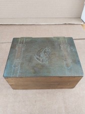 Vintage Bronze Box Cedar Lined Etched Horse Equestrian picture