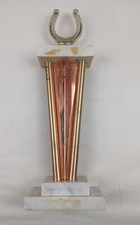 Vintage Gold Tone Metal HORSESHOE Trophy Topper 15