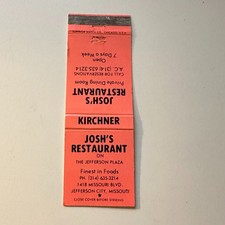 Josh's Restaurant Jefferson City MO Vintage Matchbook Cover 5MB125-2 picture