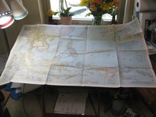 VINTAGE SOUTHEAST ASIA AND PACIFIC ISLANDS MAP October 1944 National Geographic picture